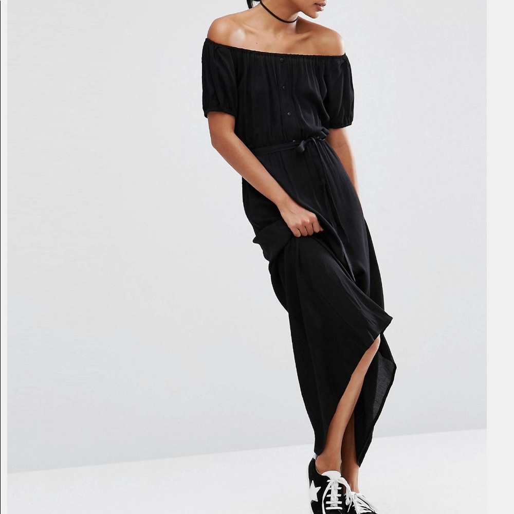 ASOS off the Shoulder Tie Maxi Dress